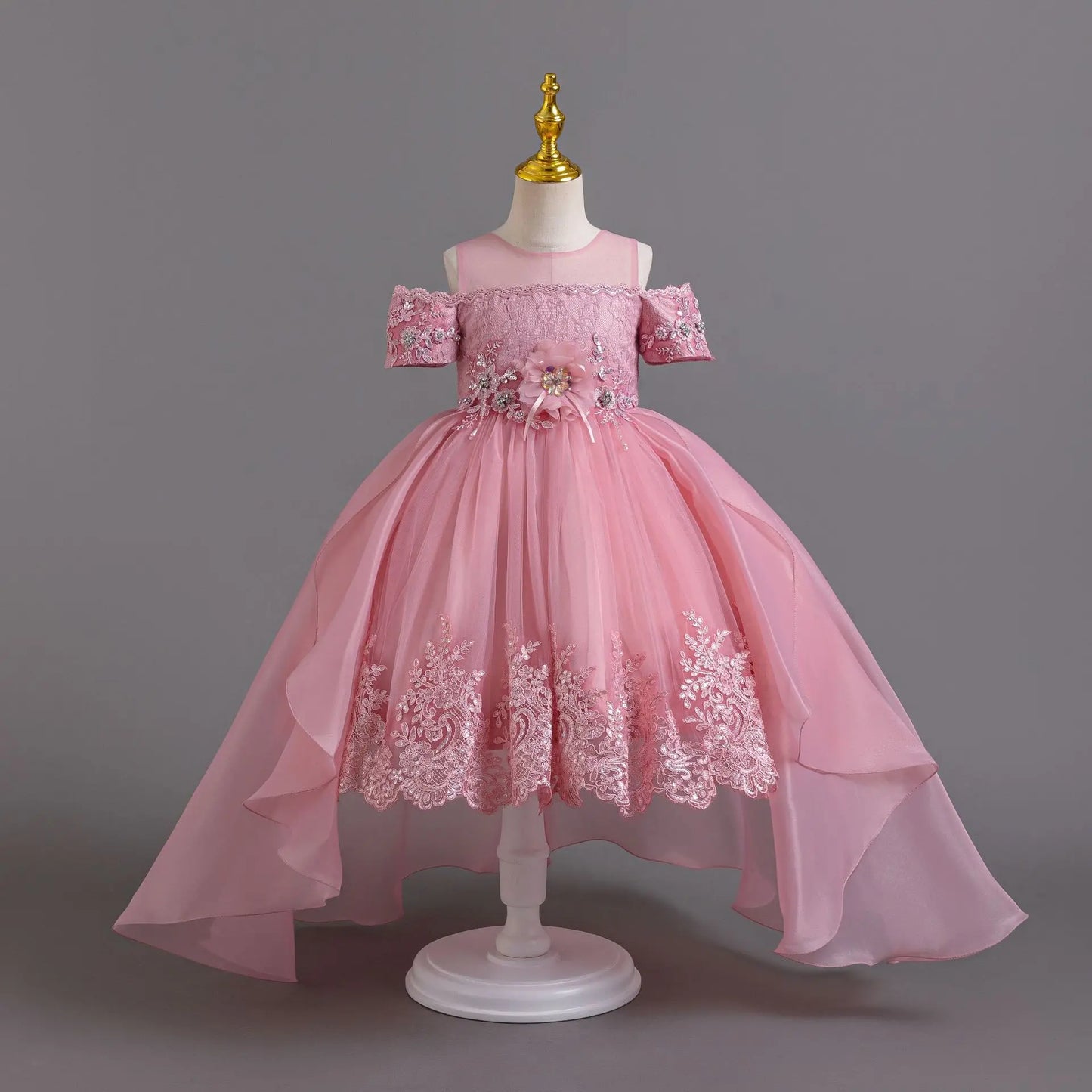 Luxus Perlen Kleider Für Kinder Spitze Schleppende Hochzeit Prinzessin Kleid Für Mädchen Geburtstag Prom Gala Leistung Lange Ballkleid