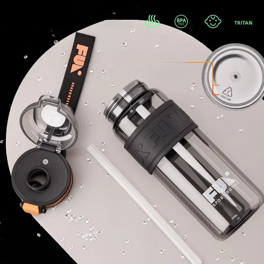 Portable Sports Water Cup For Men Tritan Material One Key Open Cover Fitness Cups High Temperature Seal Leakproof Kettle.