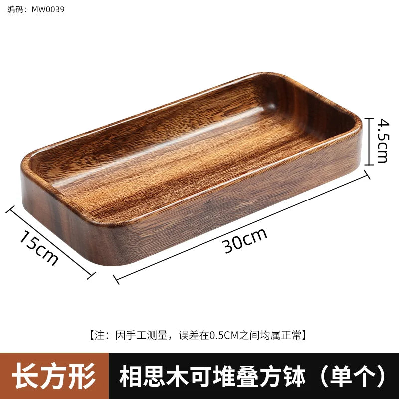 Acacia Wood Dried Fruit Plate High-grade Wooden Fruit Plate Snacks Home Refreshment Tray Nut Box Organizer.