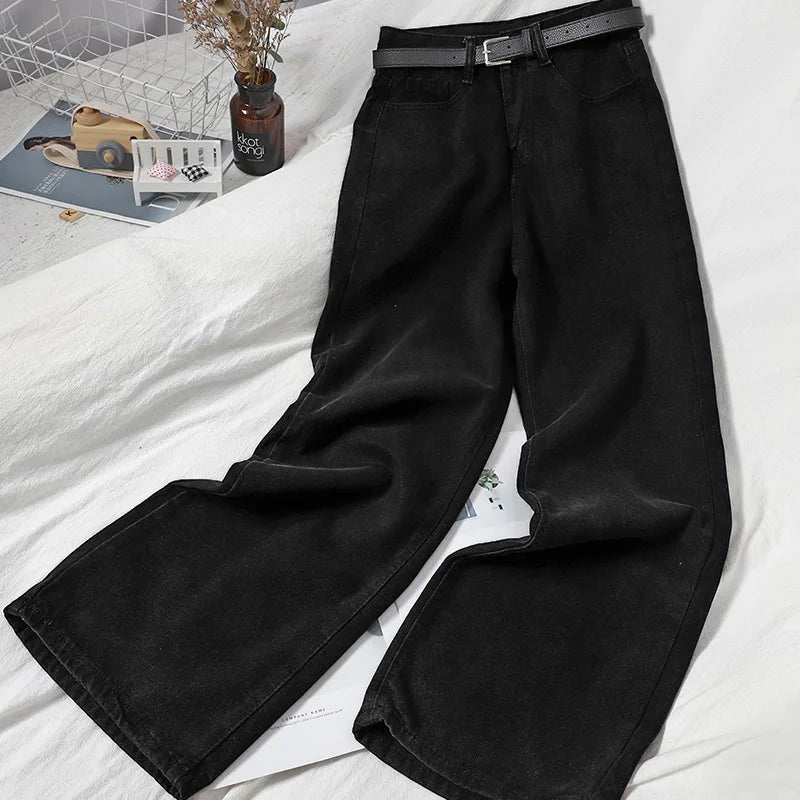 Vintage High-waisted Loose-fit Slimming Straight-leg Jeans For Women Trendy Long Trousers A Retro Flair.