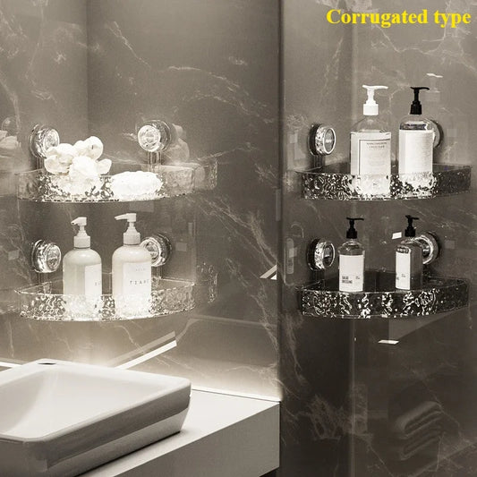 Nicht perforierter Saugnapf für Badezimmer, dreieckiges Aufbewahrungsregal, Wandmontage, WC-Waschtisch, Ecklagerregal, praktischer Handtuchhalter