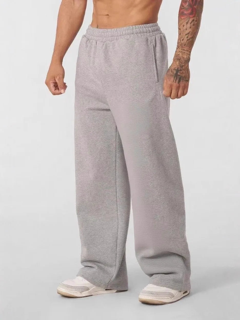 American style basketball themed casual pants for men, loose straight fit oversized sports pants.