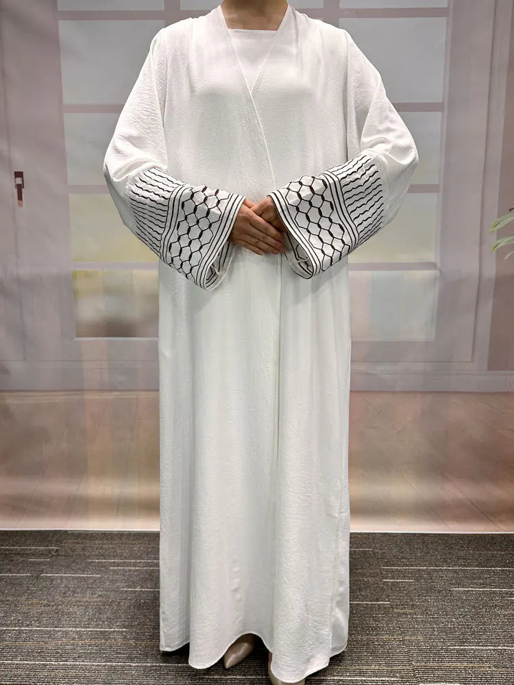 Embroidery Open Modest Kimono Abaya Dubai Luxury Islam Muslim Kaftan Modal Dress Arabic Abayas Women Kebaya Robe Femme Musulmane