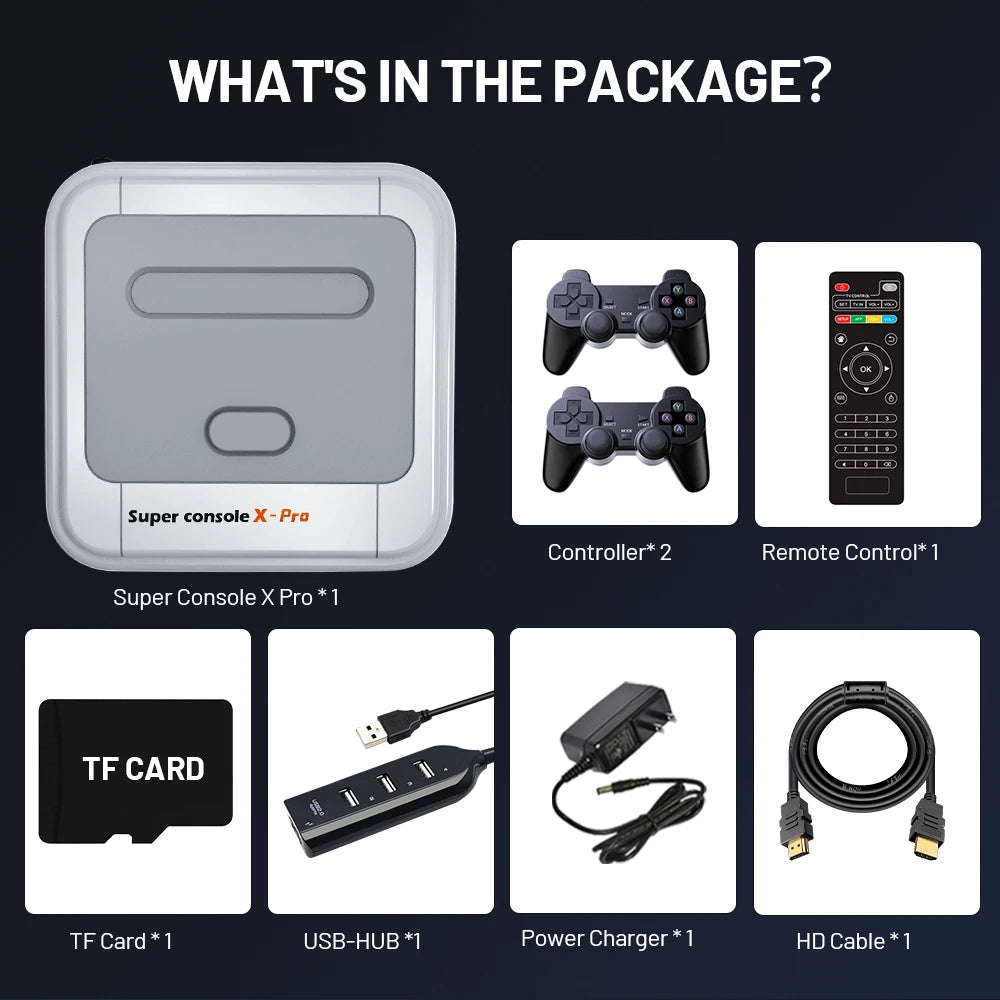 KINHANK Super Console X Pro Retro Game Console Support 50 Emulators 60000 Video Games for DC/MAME/Naomi with Gamepads Kid Gift.