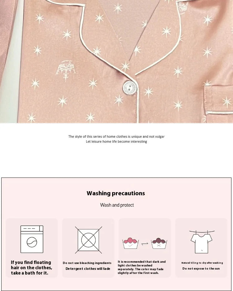 Frauen Neue Sommer Eis Seide Ins Sterne Floral Süße Pyjamas Mädchen Sommer Kurzarm Shorts Studentenwohnheim Homewear Anzug.