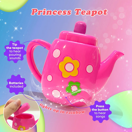 Tea Set For Little Girls, Tea Party Set, Tea Set For Toddlers Including Kettle, Cookies, Kids Play Food, Tea Party Accessories T.