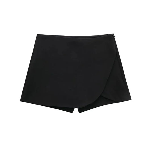 MUJER 2025 Black Mini Skirt Shorts Woman Fashion Asymmetric Skort For Women High Waist Short Skirts Woman Summer Casual Shorts.