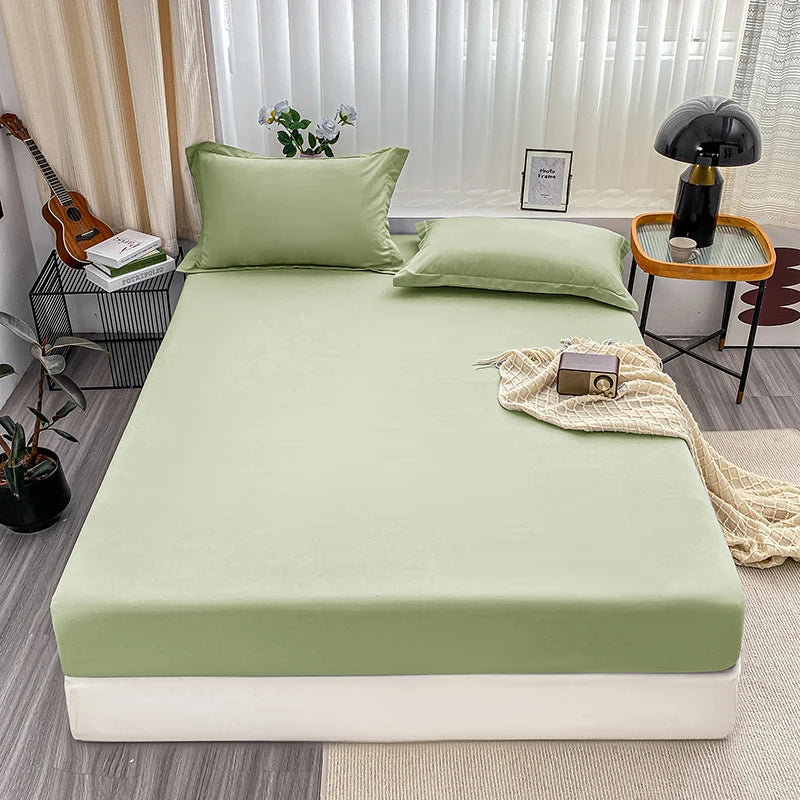 1PC solid color bed cap anti-slip protective cover dust covered sheet.