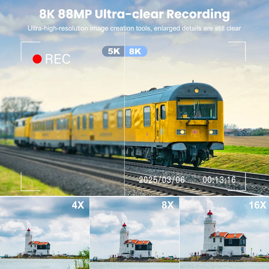 8K Digital Camera for Photography, Front And Rear Dual lens Vlogging Camera with Autofocus, WiFi Touchscreen 16X Digital Zoom.