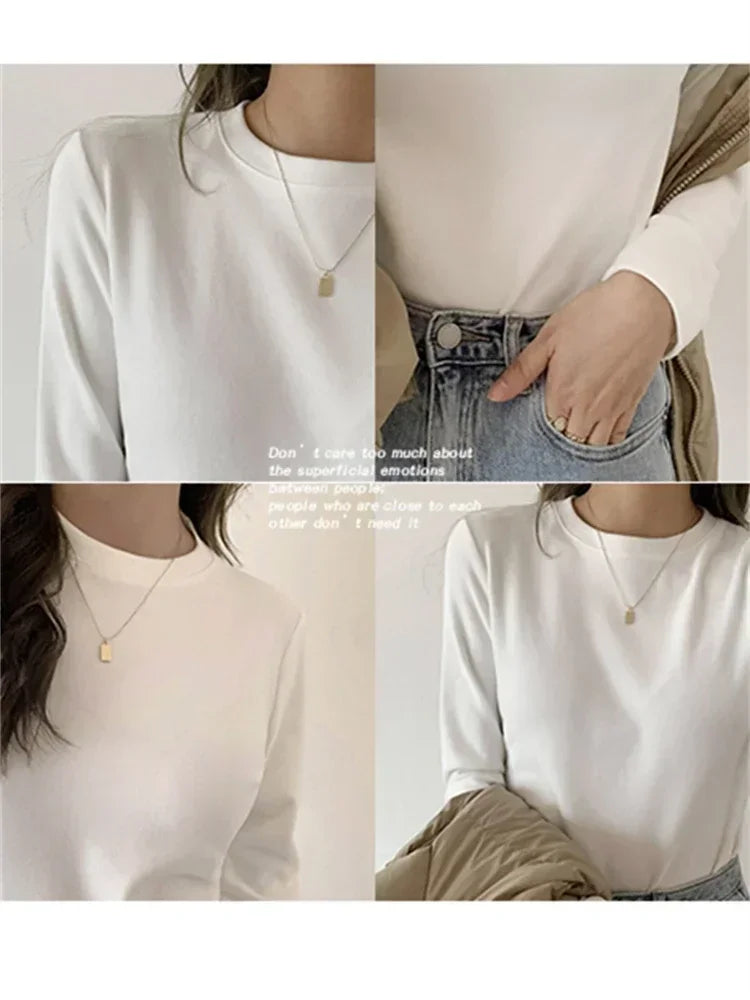 Winter Frauen Pullover T Shirt Frauen Oversize T-Shirt Frau Kleidung Weibliche T Tops Pullover Langarm Rohr Gestrickte T-shirt Top