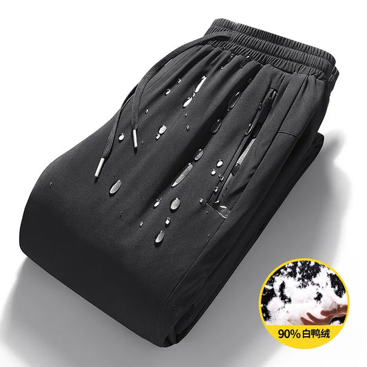 Luxury Winter Thick Warm Windproof Waterproof White Duck Down Pants Men New Down Pants Outward Wearing Cold Proof Sports Pants.