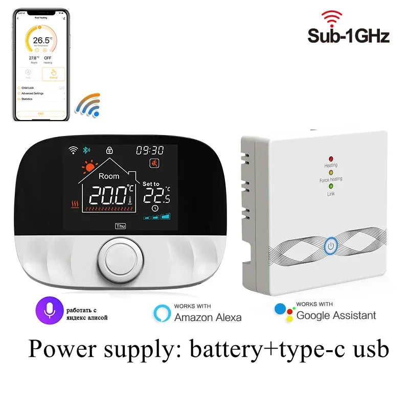 RF Wireless Thermostat Smart WiFi Floor Heating For Gas Boiler Battery Powered Tuya Temperature Controller Receiver Alice Google