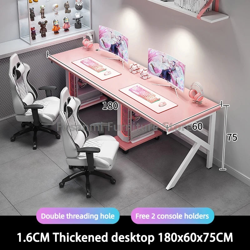 Großer 2-Personen-Gamer-PC-Schreibtisch mit K-förmigen Beinen, moderner Büro-Doppelcomputer-Schreibtische, geräumiger langer Gaming-Tisch für Zuhause und Arbeitszimmer für zwei Personen