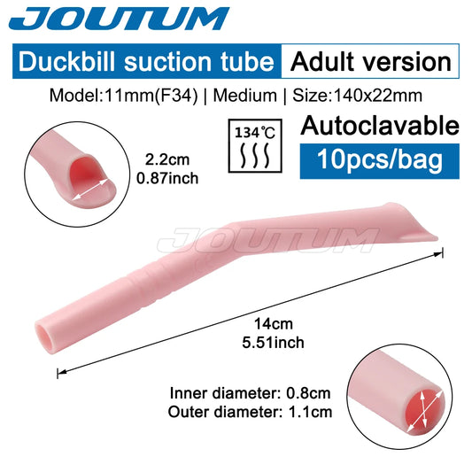 10pcs Dental Autoclavable Strong Suction Tips Dental Duckbill Evacuation Tips Aspirator Saliva Tube Suction Tips Dental Material.