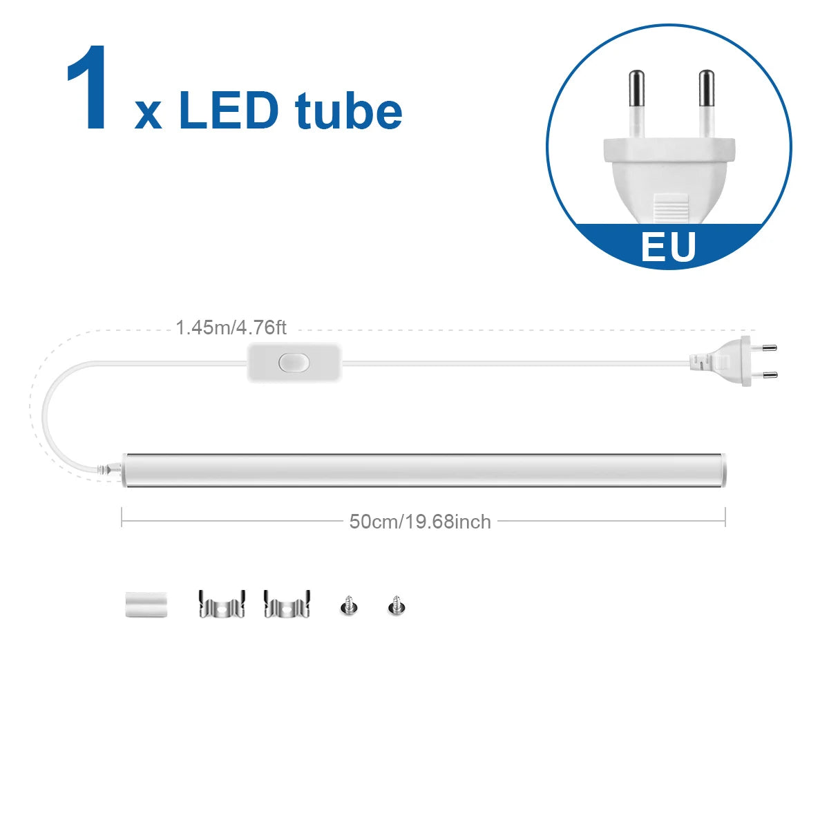 15W T5 LED Tube Light 110V 220V 50CM High Quality Integrated Wall Lamp for Home Kitchen Cabinet Warehouse Garage,No/EU/US Plug.