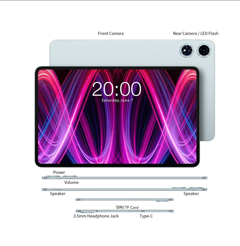 Teclast T60 Plus Tablet 12 inch MTK Helio G88 8-core CPU 6GB RAM 128GB ROM Android 14 Dual-band WiFi BT5.0 8000mAh 13MP+8MP