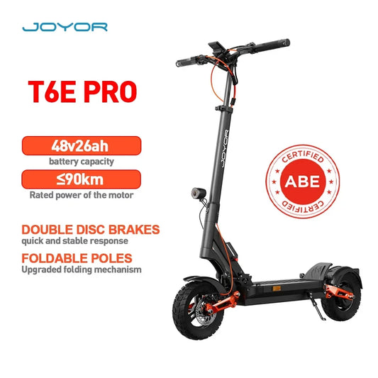 JOYOR T6E PRO (ABE) Adult Electric Scooter 500W Motor 48V26AH Battery E-Mountain Escooter 10" Off-Road Tire Foldable E-Scooter.