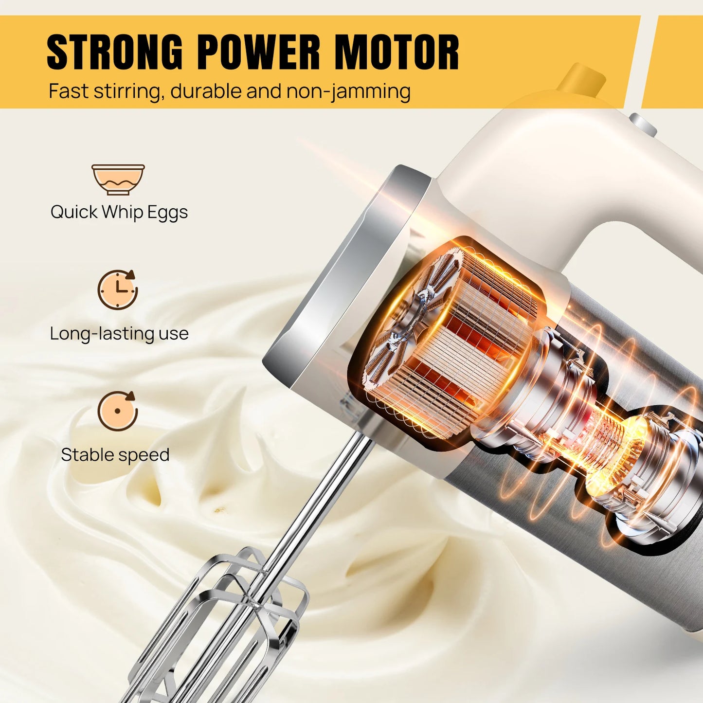 500W High Power Electric Food Mixer Dough Blender Egg Beater Spiral Whisk Cream Mixer For Household Kitchen Cooking Tools.