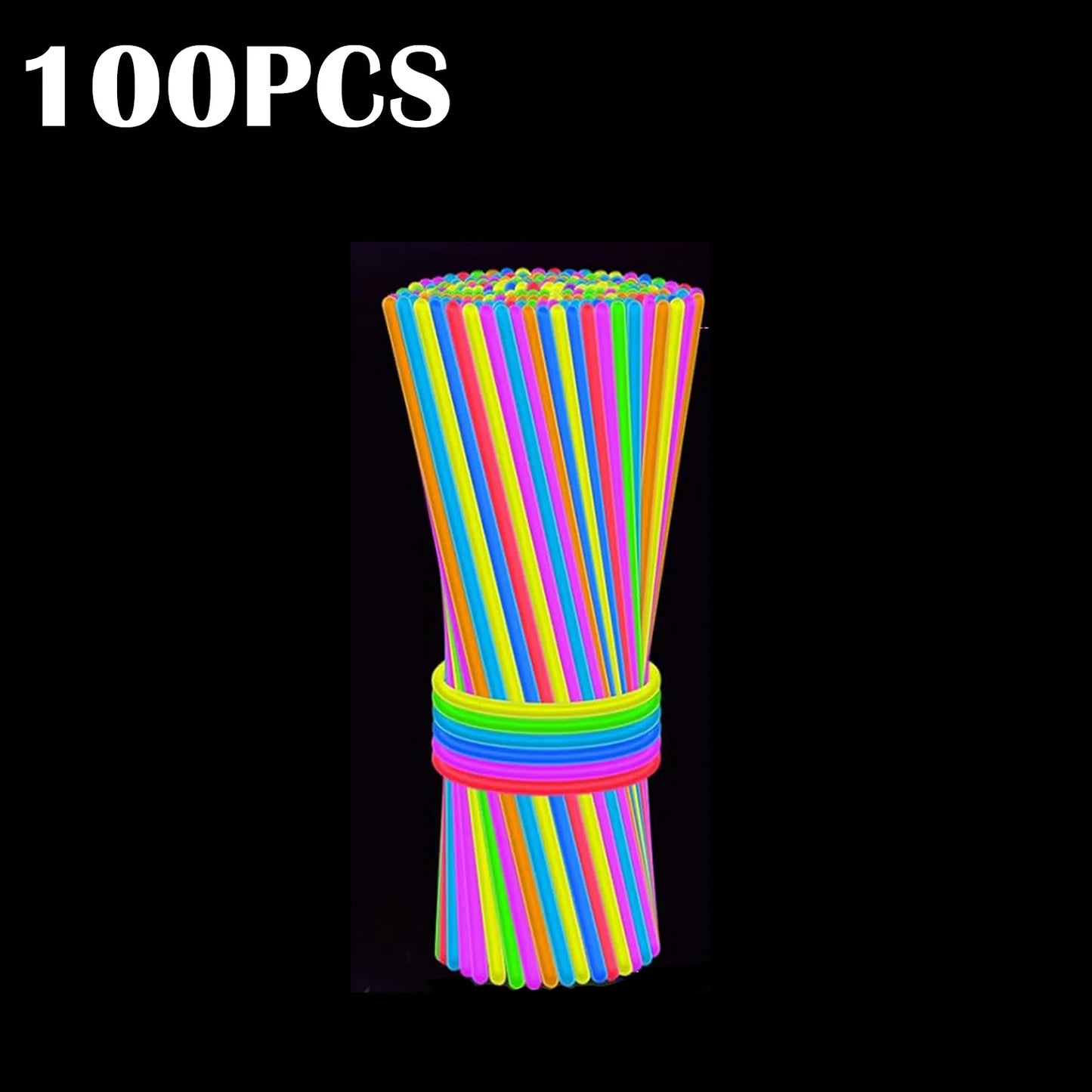 Leuchtende bunte Leuchtstäbe, fluoreszierend, leuchtend im Dunkeln, DIY-Armband, Halskette, Leuchtstab, Geburtstag, Hochzeit, Partyzubehör.