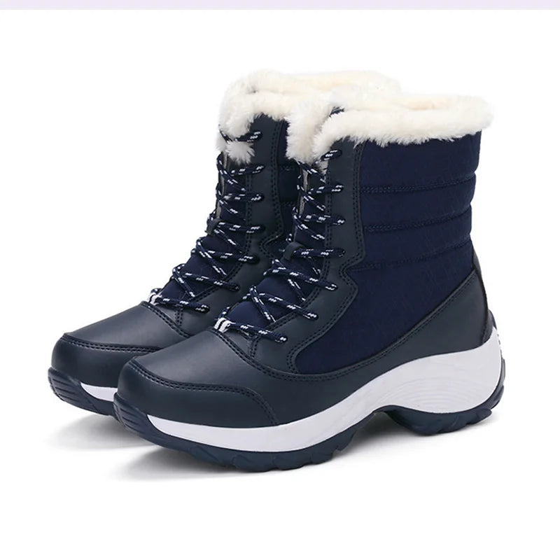 Snow Boots Woman Flat Woman Shoes Lace Up Women Shoes Solid Ankle Boots Warm Lightweight Women's Winter Boots Botas Mujer