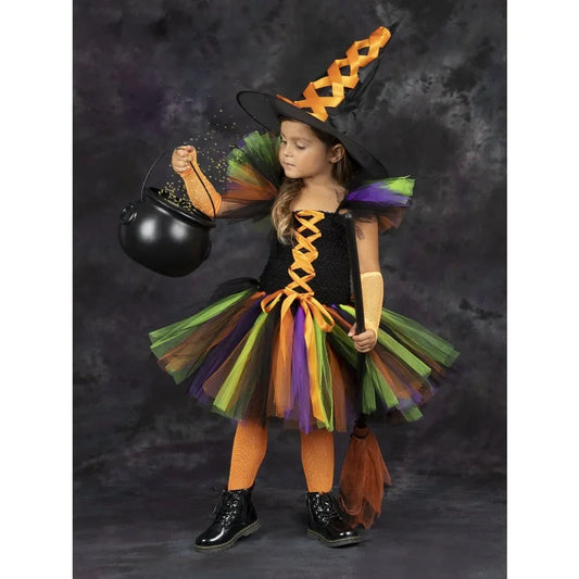 Halloween Malefice Kostüm für Kinder Karneval Party Kleidung Set Hexe böse Königin Cosplay Kostüm für Mädchen Phantasie Tüll Tutu Kleid.