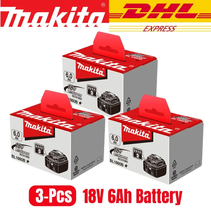 100% Original Makita 18V 6.0Ah battery, for Makita BL1830, BL1830B, BL1840 ,BL1840B ,BL1850 BL1860B power tools battery.
