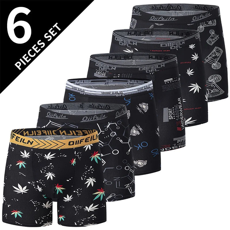 4/6Pcs Herrenmode Druck Lange Unterwäsche Jugendliche Für Erwachsene Multi-größe Bequeme Sport Boyshort Plus größe Fitness Shorts