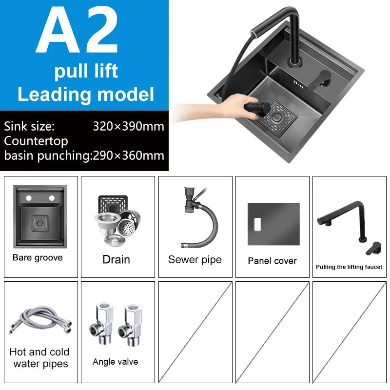 Stainless Steel Kitchen Sink Concealed Mini Single Sink Apartment Bar Multifunctional Hand Wash Fruit and Vegetable Basin