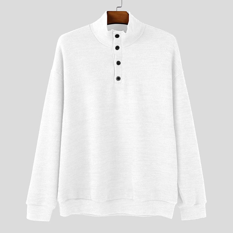 INCERUN Men Pullovers Solid Color Knitted Turtleneck Long Sleeve Male Sweaters Streetwear Knitted Fashion Casual Men Clothing