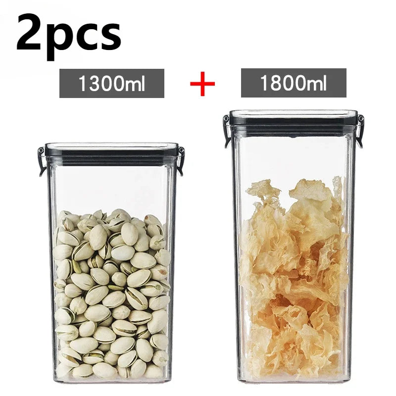 Dry Food Storage Box Food Containers Transparent Stackable Kitchen Spaghetti Noodles Sealed Tank Cans Organizers Bottles