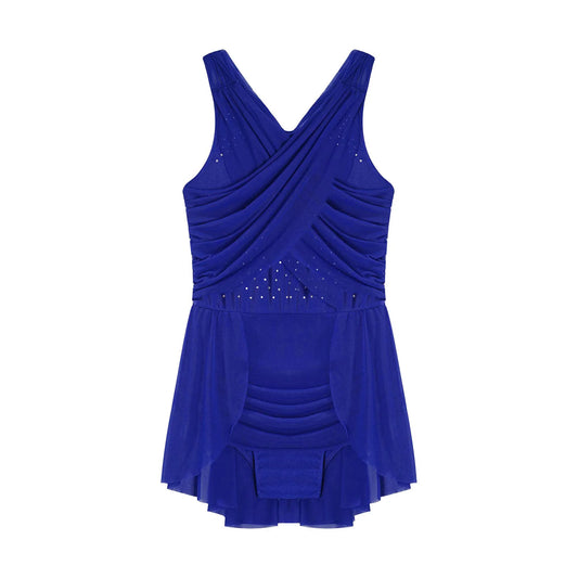 Kinder Mädchen Ärmellose Ausschnitt Strass Eiskunstlauf Trikot Kleid Lyrical Dance Gymnastik Akrobatik Leistung Kostüm.