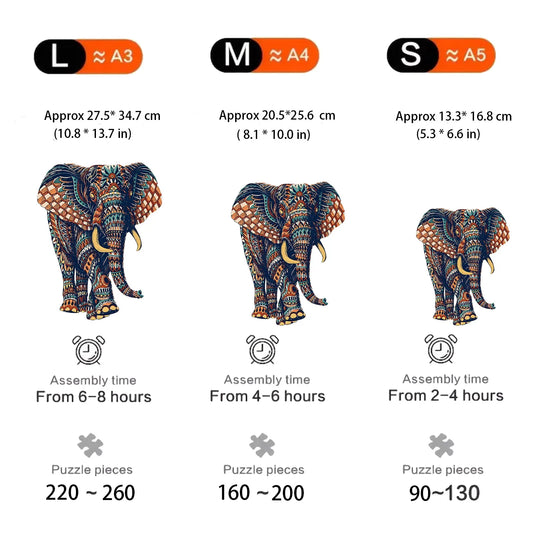 Unique Elephant Wooden Puzzle, Adult Stress Relief Toys, Irregular Animal Shapes, Holiday Birthday Gift.
