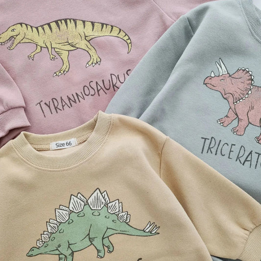 Baby Original Dinosaurier Sweatshirt Stram pler koreanischen Herbst Baby Body suits Kleinkind ein Stück Baby Jungen Body suits Mädchen Outfits.