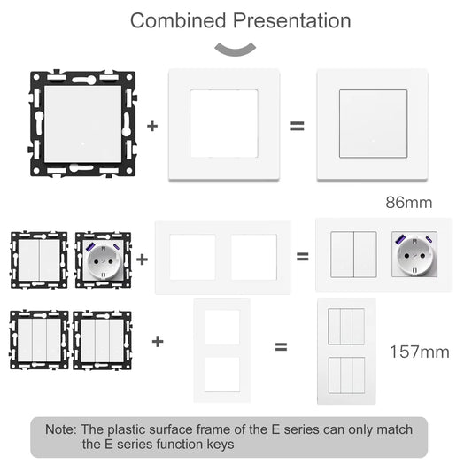 BSEED Zigbee 1/2/3/4Gang Smart Licht Vorhang Shutter Dimmer Schalter Mechanische Tasten EU Steckdosen USBC DIY Teile Kunststoff Rahmen.