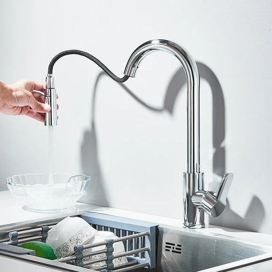 Kitchen Sink Cold Hot Water TapPull Out Kitchen Faucets 360° Rotation Kitchen Mixer Tap Single Lever Mixer Tap
