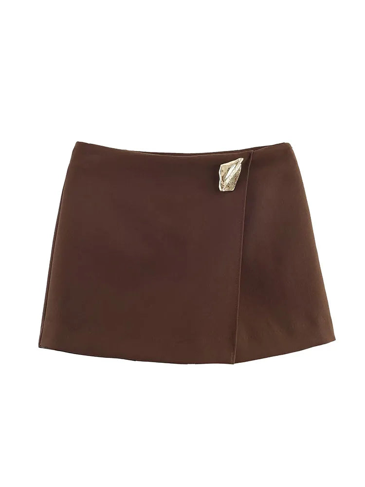 2025 Women Summer Shorts Skirts Casual Solid High Waist Side Zipper Asymmetry Female Elegant Street Shorts Clothing.