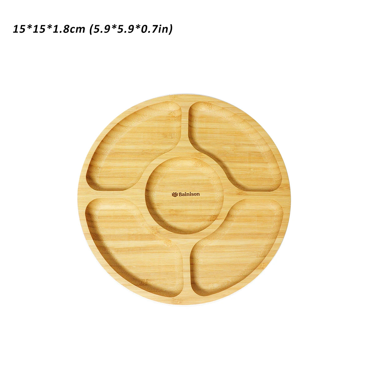 Bainison Bamboo Tray With Compartments-Snack Sorting Platter, Party Candy Buffet Display,Household Kitchen Outdoor Bamboo Tray.