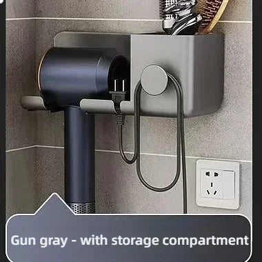 An der Wand montierte stanzfreie Toilette Haartrockner Rack Badezimmer Haartrockner Lagerregal Haartrockner Halterung Badezimmerzubehör 