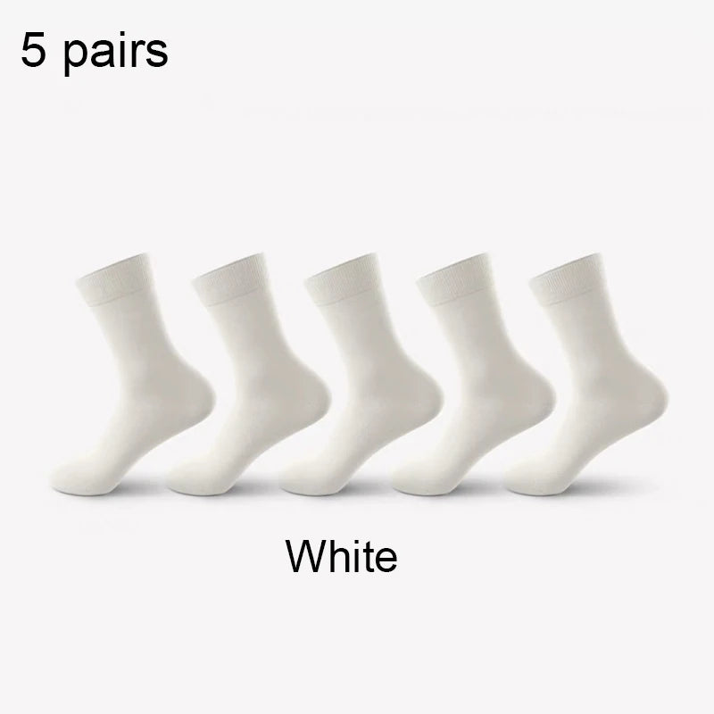 ZEXOLAP 2025 High Quality Casual Men's Business Socks Summer Winter Cotton Socks Quick Drying Black White Long Sock Plus Size US.