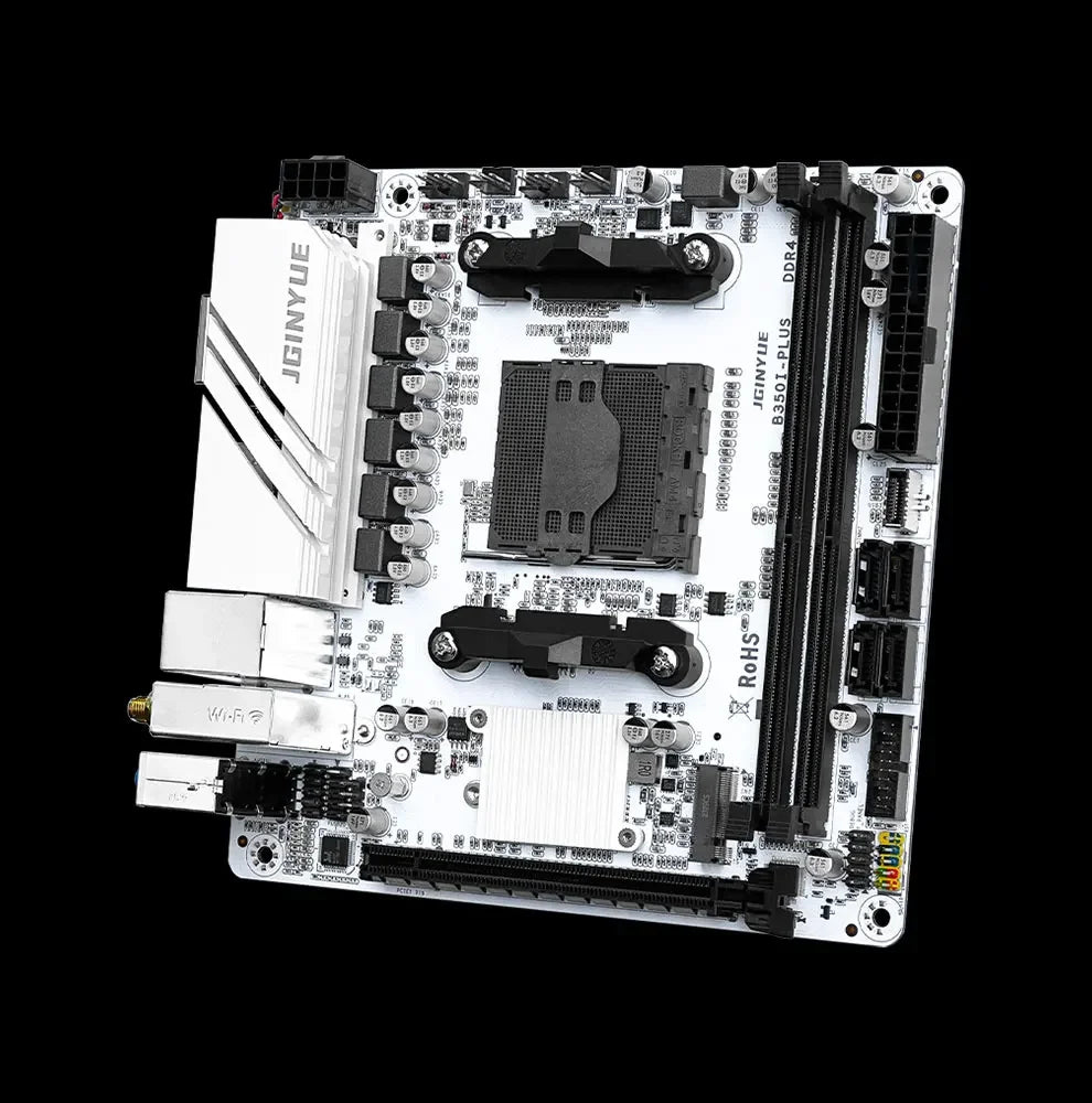 JGINYUE AMD AM4 ITX Motherboard supports Ryzen R3 R5 R7 R9 1/2/3/4/5 series CPU DDR4 RAM Desktop PC PCI-E 3.0 B350i PLUS ARGB.