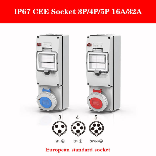 EU-Standard 32A CEE Industriesteckdose MCB-Gehäuse | 3PIN/4PIN/5PIN für Ladestationen für Elektrofahrzeuge (EV)..