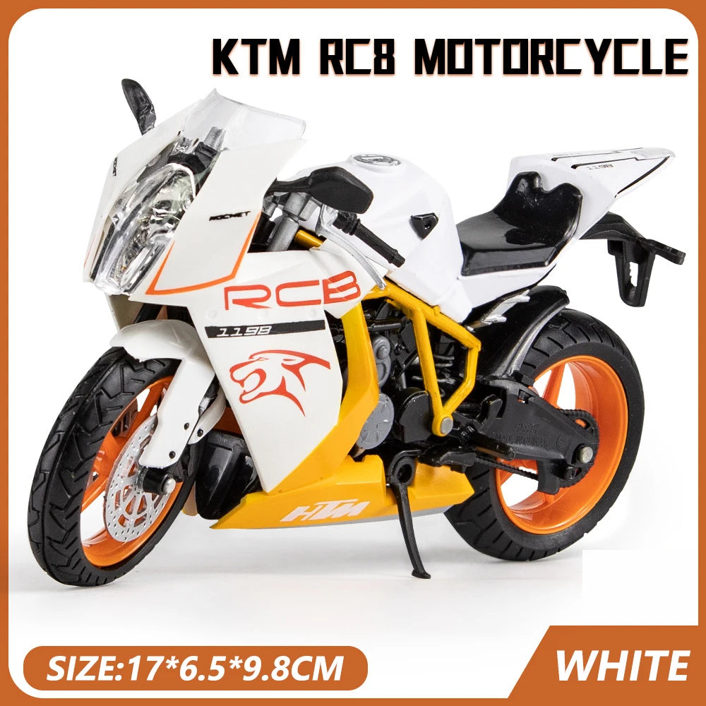 1:12 Scale KTM RC8 Alloy Motorcycle Model Diecast Car Toys for Boys Birthday Gift Toys Car Collection.