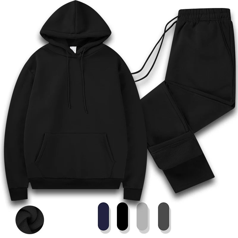 Tracksuit Men 2 Piece Set Big and Tall Long Sleeve Hooded Activewear Suits Gym Workout Training Stretchy Outfits.