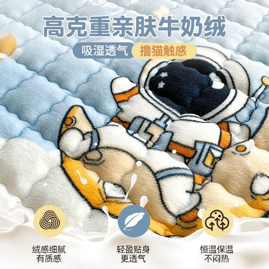 Winter Milk Velvet Mattress Toppers Thicken Quilted Bedsheet Student Bedspreads Washable Mattress Cover Queen Bedding Coverlets.