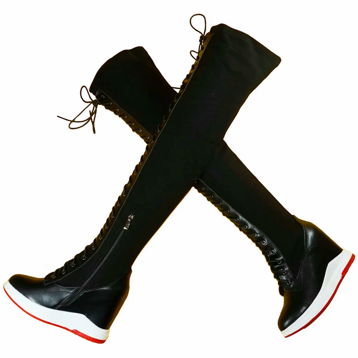 High Heel Pumps Plus Size 45 Shoes Women Big Size 46 Genuine Leather Wedges Over The Knee Boots Stretch Fabric Fashion Sneakers