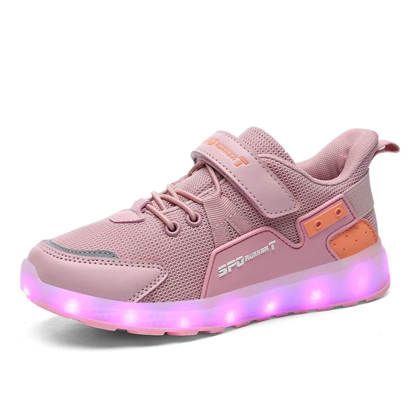 Children's Casual Shoes LED USB Charging Luminous Glowing Sneakers for Boys Girls Led Sneakers with Luminous Sole Lighted Shoe C.