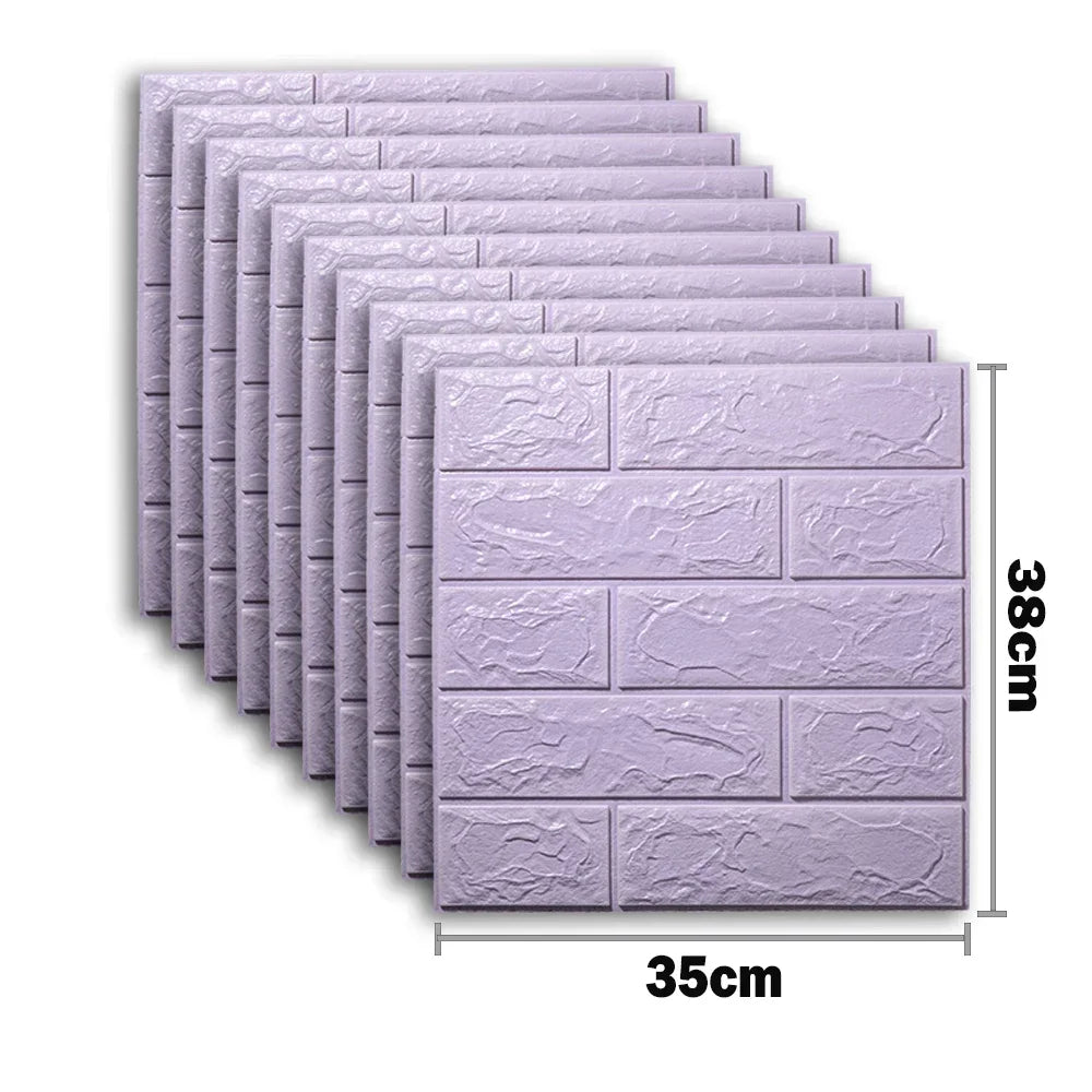 10pcs Self Adhesive Decor 3D Foam Wall Stickers Pane Room Waterproof peel and stick Brick Wallpaper for Interior Decoration