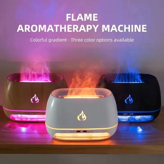 New Himalayan Crystal Salt Stone Aroma Air Humidifiers 3D Flame Fire Colorful Night Light Aromatherapy Essential Oil Diffuser.