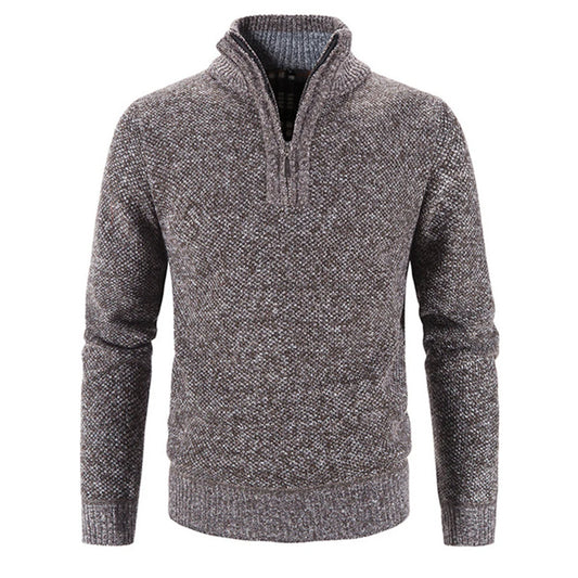 Winter Men's Fleece Thicker Sweater Half Zipper Turtleneck Warm Pullover Quality Male Slim Knitted Wool Sweaters for Spring.