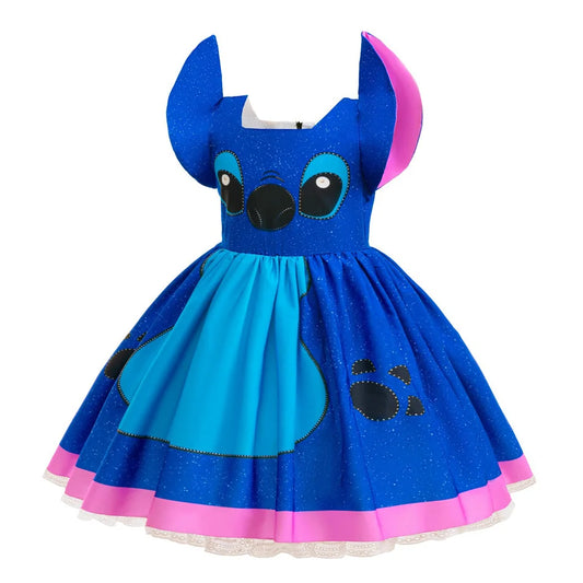 Kinder Lilo und Stitch Rollenspiel Prinzessin Kleid Kinder Bühnenkostüm Mädchen Karneval Halloween Party Cartoon Bekleidung.